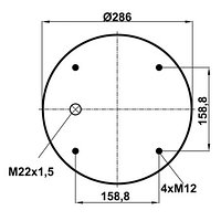 Пневморессора (813) без стакана 34813-S (верх 4шп.M12. отв.штуц.M22х1,5. низ D156,5)