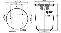 Пневморессора (836) без стакана 34836-1S (верх 3шп. М10, штуц. М16х1,5. низ. D150,8)