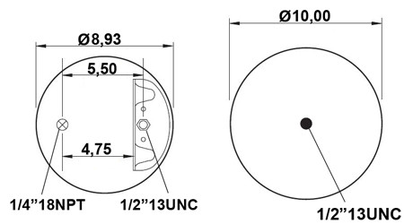 Пневморессора (8829) со стаканом 448829-CPL FABIO (верх 1/4"18NTP, 1/2"13UNC. Низ 1/2"13UNC) - фото 1 - id-p113943324