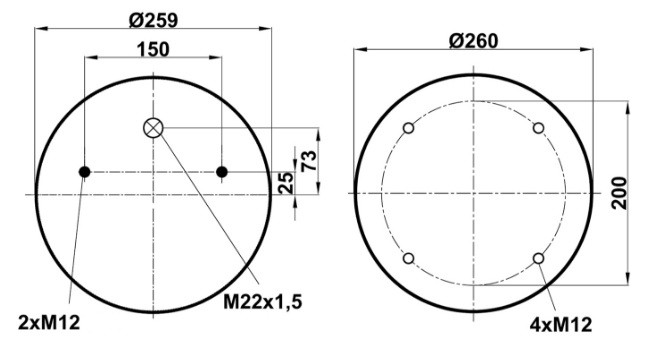 Пневморессора (4022) со стаканом KG 4022 3NC