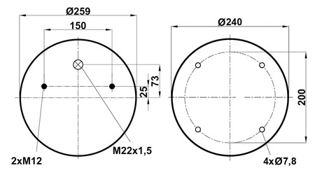 Пневморессора (4022) со стаканом KG 4022 3NP