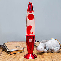 Лава лампа с воском в цветном корпусе 35 см Красная
