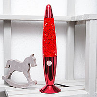 Лава лампа с блестками в цветном корпусе 35 см Красная
