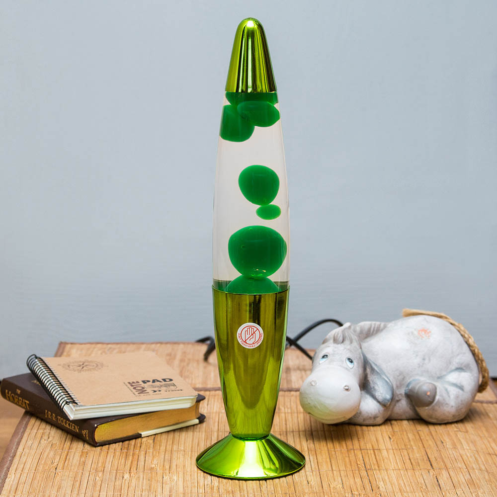 Лава лампа с воском в цветном корпусе 35 см Зеленая - фото 3 - id-p90824159