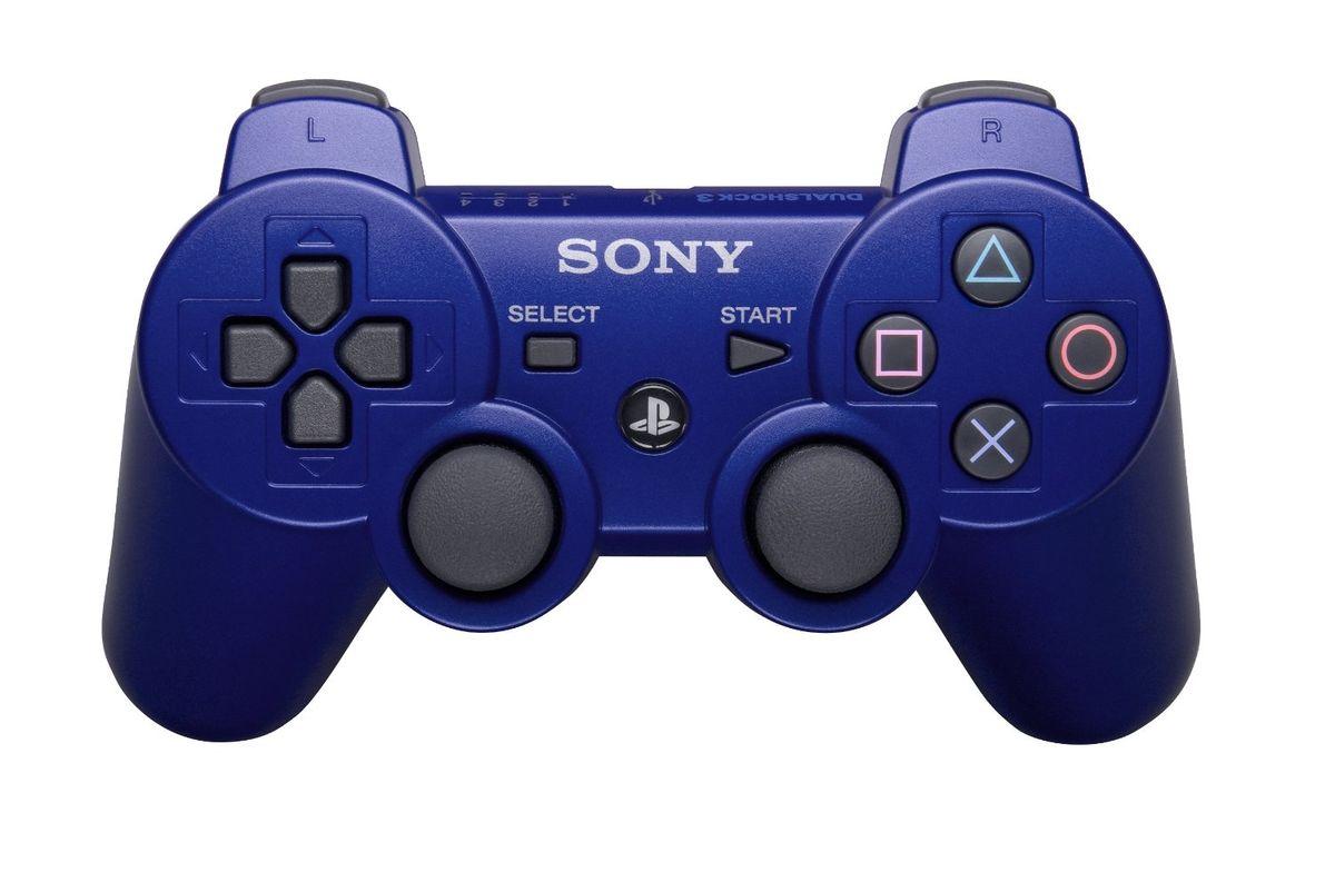 Беспроводной геймпад для PS3 Dual Shock Controller Blue Wireless, Bluetooth, 15 кнопок, 2 стика (копия)