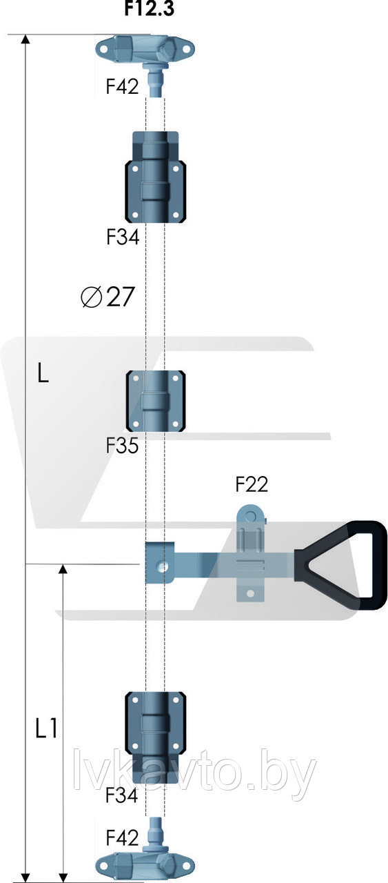 Комплект штангового запора d=22 (рукоятка Дельта), комплект - фото 1 - id-p114057906