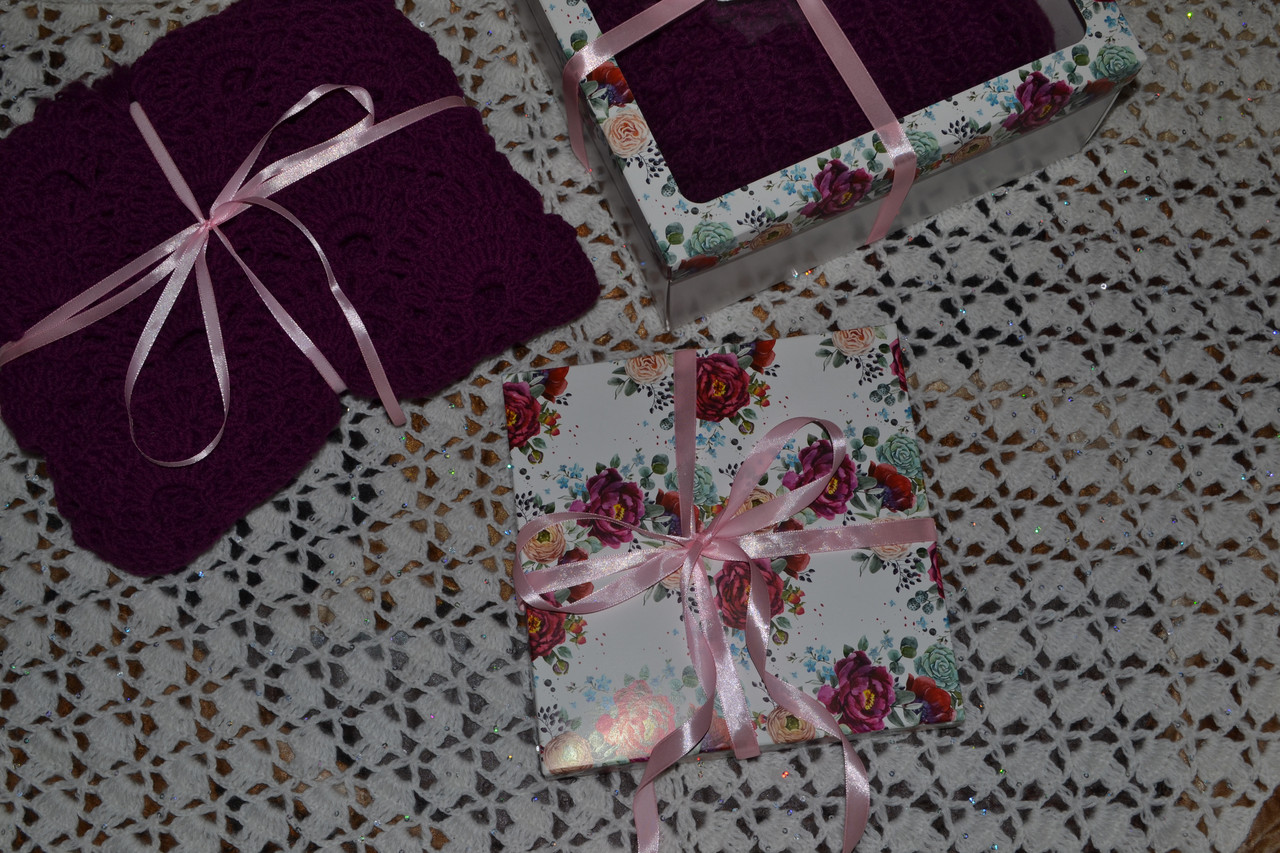 Подарочный набор" Маме "- платок с кистями теплый вязаный крючком - фото 8 - id-p114057891