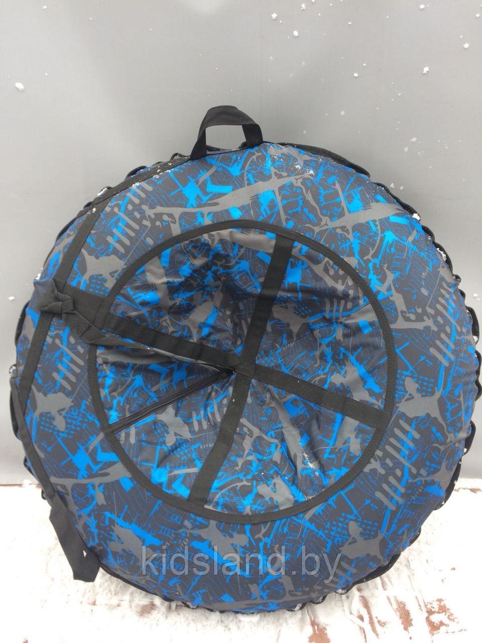 Надувная ватрушка (тюбинг) 110 см "Абстракция синий" с автокамерой