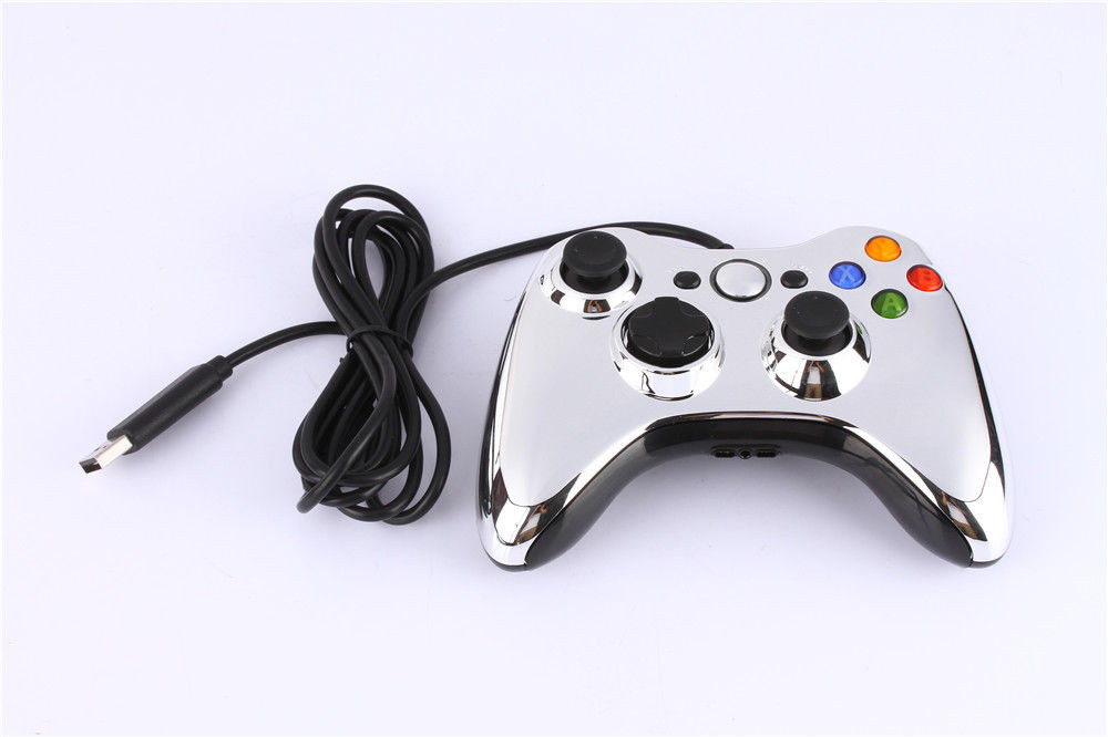 Проводной геймпад для Microsoft Xbox 360, PC (USB, серебристый, 2 метра, копия) - фото 2 - id-p114058382