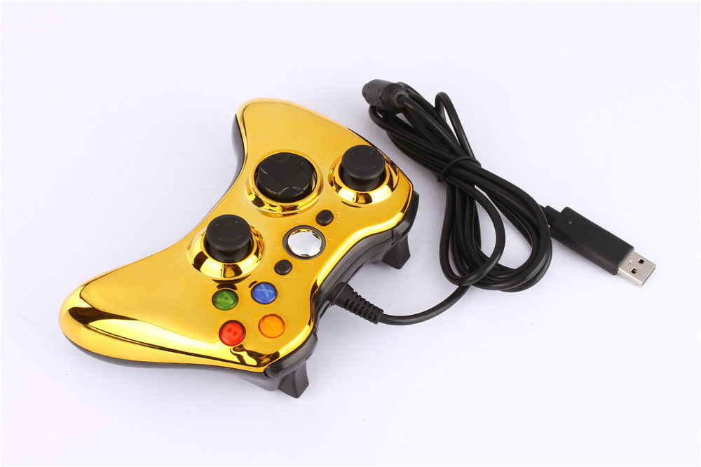 Проводной геймпад для Microsoft Xbox 360, PC (USB, золотой, 2 метра, копия) - фото 3 - id-p114059103