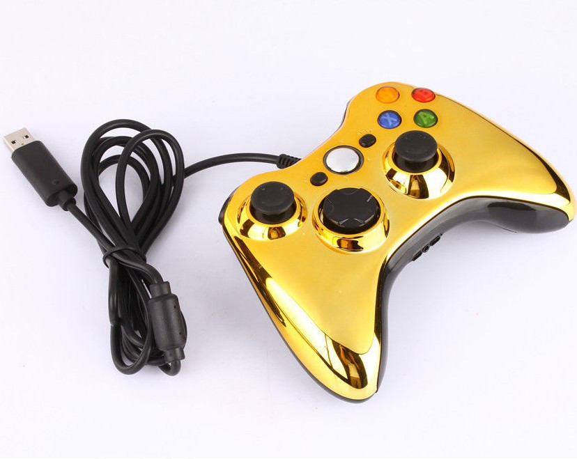 Проводной геймпад для Microsoft Xbox 360, PC (USB, золотой, 2 метра, копия) - фото 1 - id-p114059103