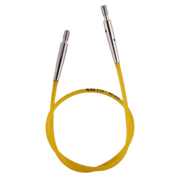 Knit Pro Тросик (заглушки 2шт, ключик) для съемных спиц, длина 20см (готовая длина спиц 40см), желтый