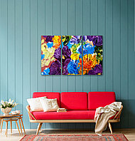 Модульная картина (1200 х 800 мм)  "Цветы, живопись маслом"