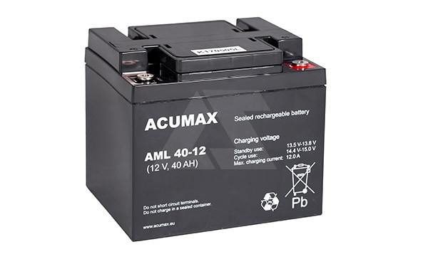 Батарея аккумуляторная Acumax AML40-12, 12V/40Ah, 170x197x165 HxLxW, 13.2kg, 10-12лет - фото 1 - id-p114175857