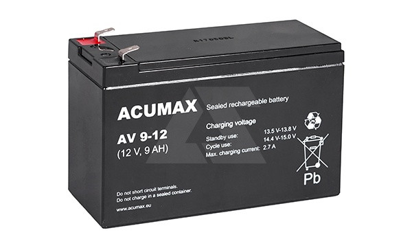 Батарея аккумуляторная Acumax AV9-12, T2, 12V/9Ah, 94(99)x151x65 HxLxW, 2.75kg, 6-9 лет - фото 1 - id-p114175859