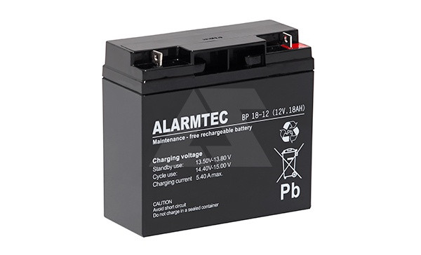Батарея аккумуляторная Alarmtec BP18-12, 12V/18Ah, 168x182x77 HxLxW, 5.32kg, 5 лет - фото 1 - id-p114175860