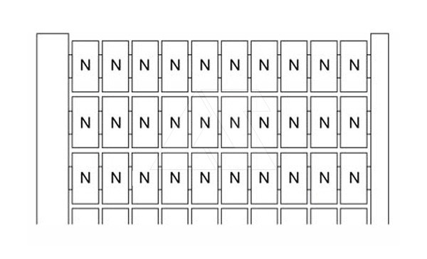 RC510 "N" Маркировка для клемм шириной 5мм (карта 100шт) - фото 1 - id-p114175872
