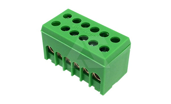 Клеммник Morek для заземления PE6H-2 2P 2x2,5_16 + 4x4_25mm² Cu, 63A, 500V, зеленый, IP20 - фото 1 - id-p114176449