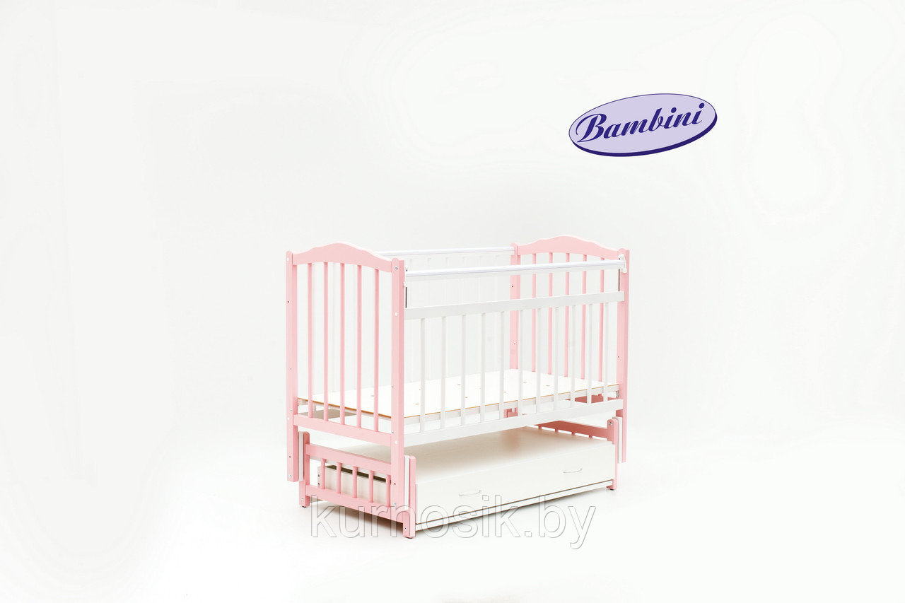 Кроватка Bambini (Бамбини) 10 бело-розовая - фото 2 - id-p6681275