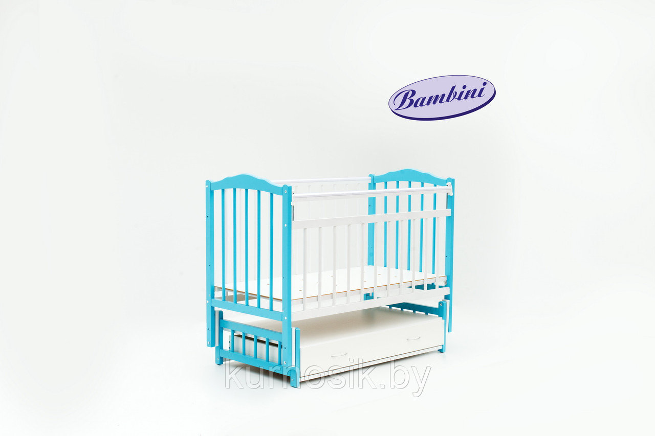 Кроватка Bambini (Бамбини) 10 бело-голубая - фото 2 - id-p6681285