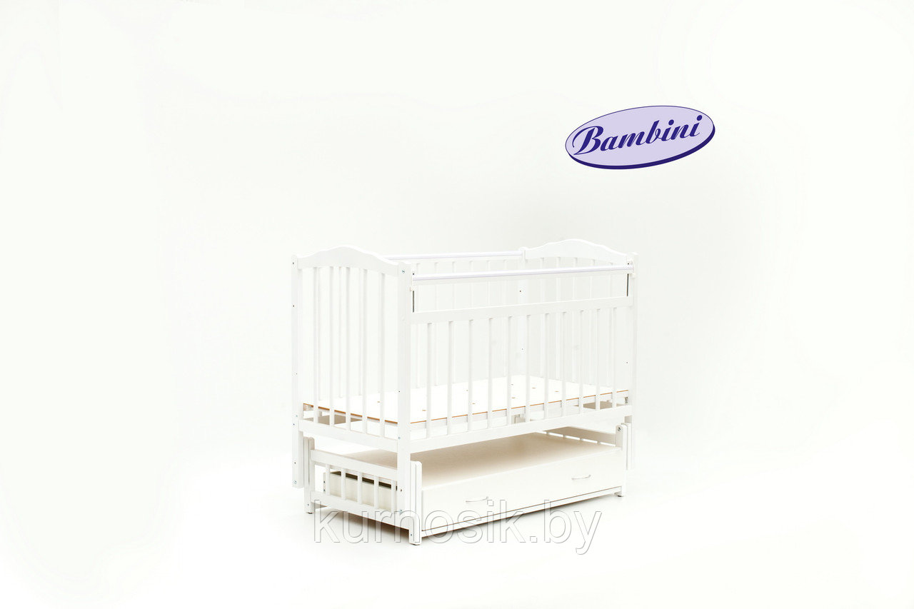 Кроватка Bambini (Бамбини) маятник с ящиком 10 белый - фото 2 - id-p6681289