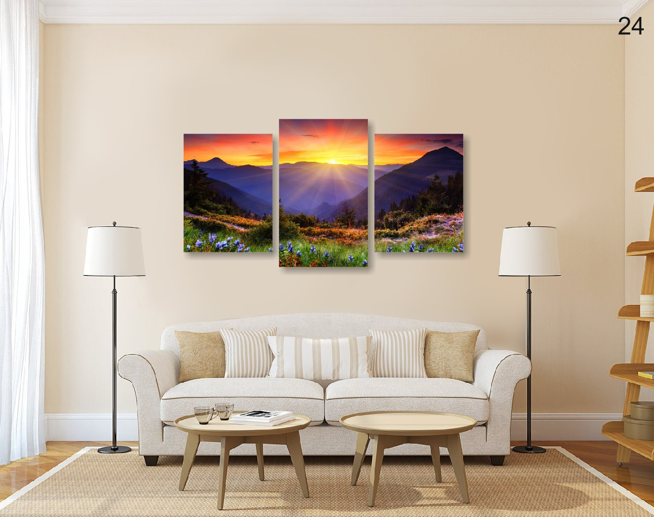 Модульная картина (500х900 мм) "Закат в горах"