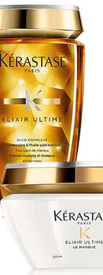 Комплект Керастаз Эликсир Ултим шампунь + маска (250+200 ml) на основе масел для всех типов волос - Kerastase