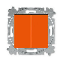 Выключатель 2-клавишный оранжевый - дымчатый чёрный ABB Levit