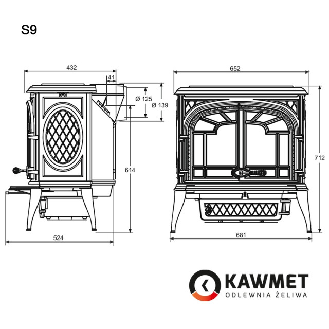 Чугунная печь Kawmet Premium S9 11,3 кВт - фото 2 - id-p114315188