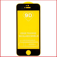 Защитное стекло 9d для Apple Iphone 5 / 5s / SE черный (полная проклейка)