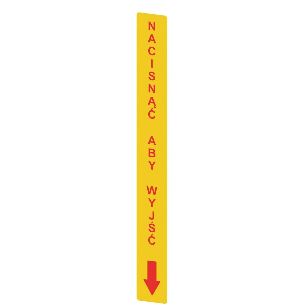 VF AP-A1AGR08 Pizzato Elettrica Желтая наклейка, прямоугольная 300x32 мм, красная надпись NACISNAC ABY WYJSC""