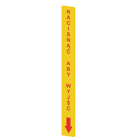 VF AP-A1AGR08 Pizzato Elettrica Желтая наклейка, прямоугольная 300x32 мм, красная надпись NACISNAC ABY WYJSC"", фото 2
