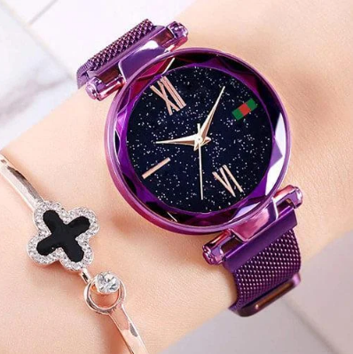 Женские часы Starry Sky фиолетовые (с магнитным ремешком) - фото 1 - id-p104060175