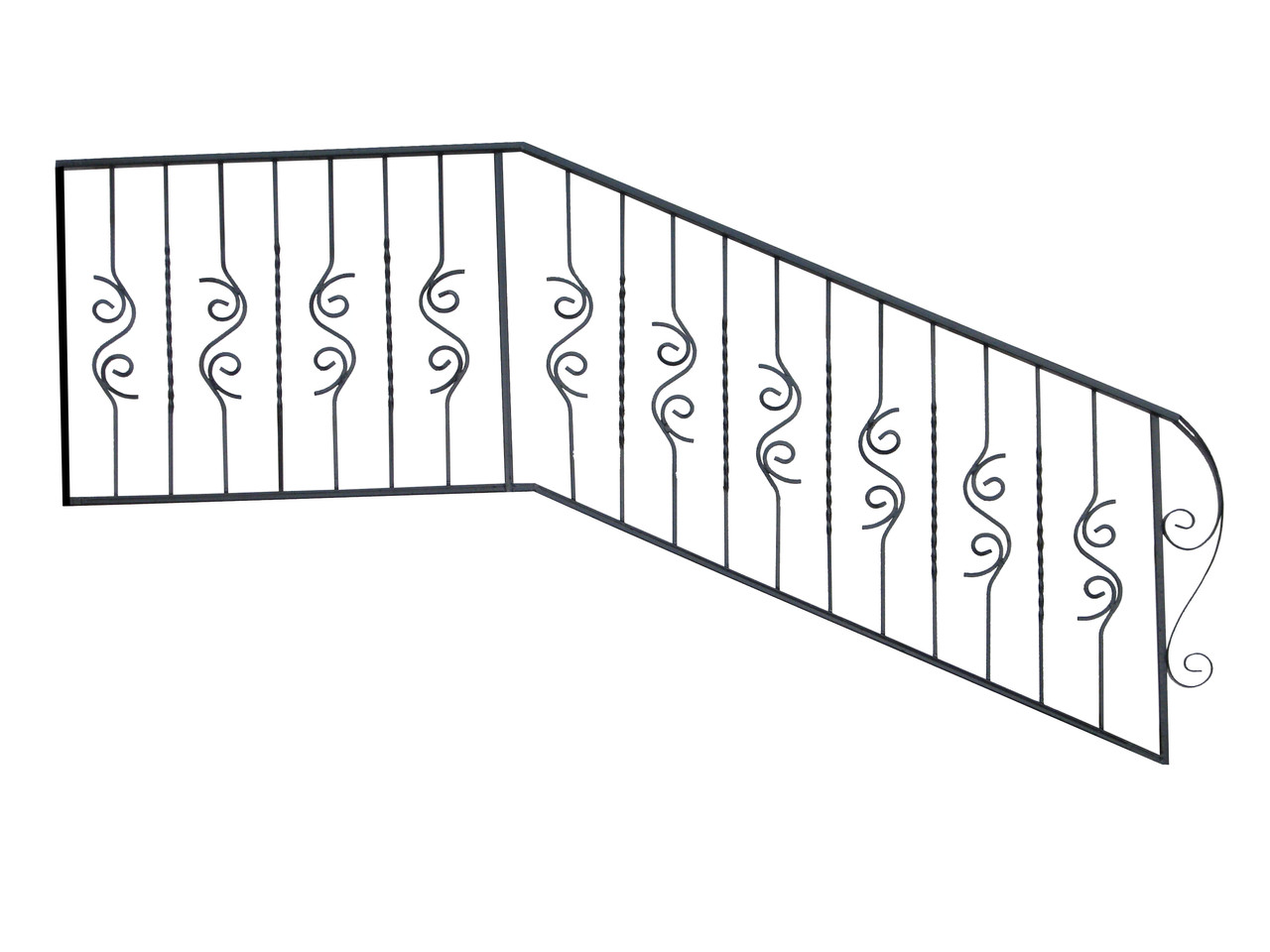 Перила с коваными завитками №13