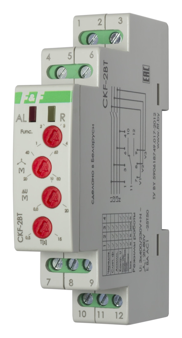 CKF-2BT Реле контроля наличия и асимметрии фаз (состояния контакта контактора) - фото 1 - id-p113845515