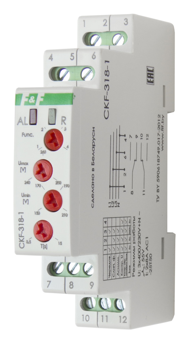 CKF-318-1 Реле контроля наличия фаз (асимметрии и чередования) - фото 1 - id-p113845526
