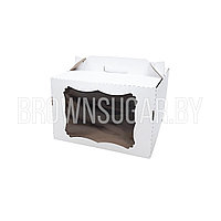 Коробка - чемодан для торта с окном Белая (Беларусь, 300х300х200 мм)