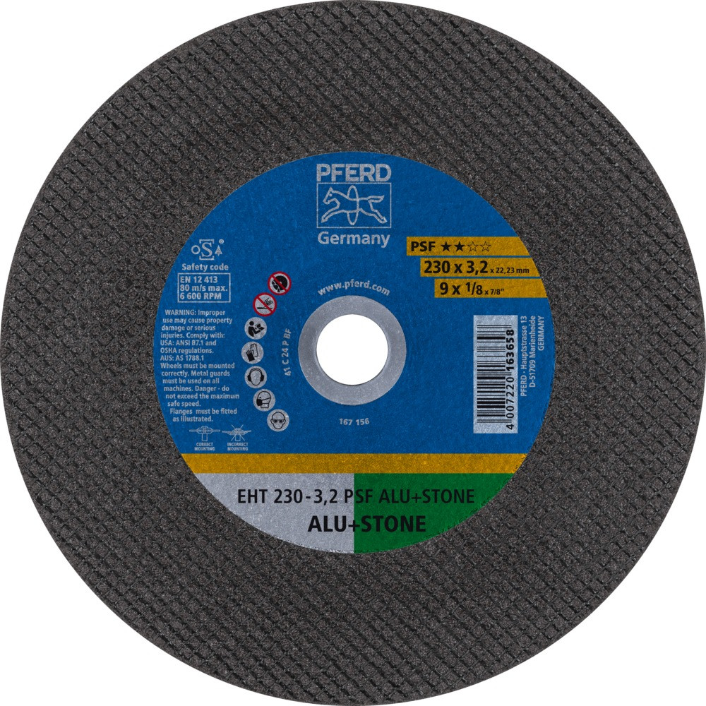 Круг (диск) отрезной 230 мм толщина 3,2 мм по алюминию и камню, EHT 180-3,2 PSF ALU+STONE, Pferd, фото 1