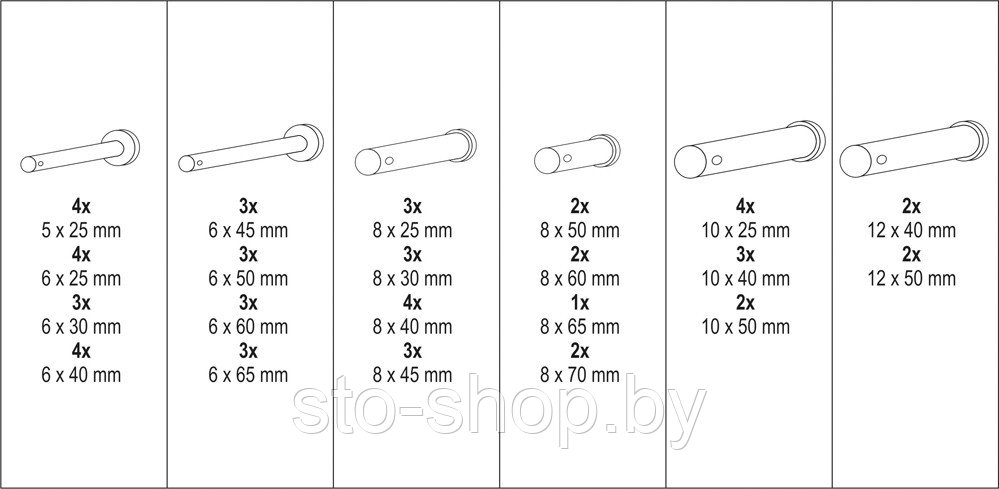 Штифты с отверстием набор 60шт Yato YT-06786 - фото 4 - id-p114455519