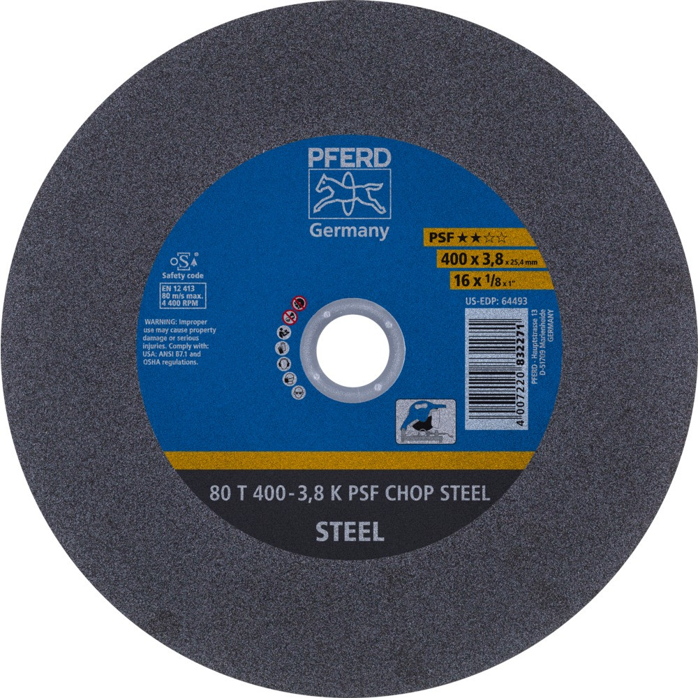 Круг (диск) отрезной 400 мм толщина 3,8 мм по стали, 80 Т 400-3,8 К PSF CHOP STEEL/25.4, Pferd - фото 1 - id-p114458866