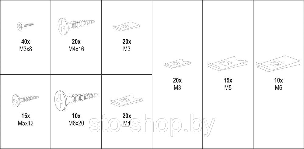 Саморезы и клипсы 170шт Yato YT-06780 - фото 4 - id-p114487870
