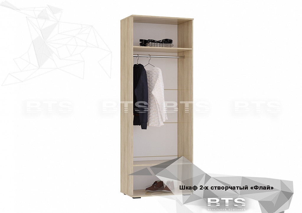 Шкаф 2-х створчатый ФЛАЙ ШК-04 (Дуб Сонома/ Белый) BTS - фото 2 - id-p114488891