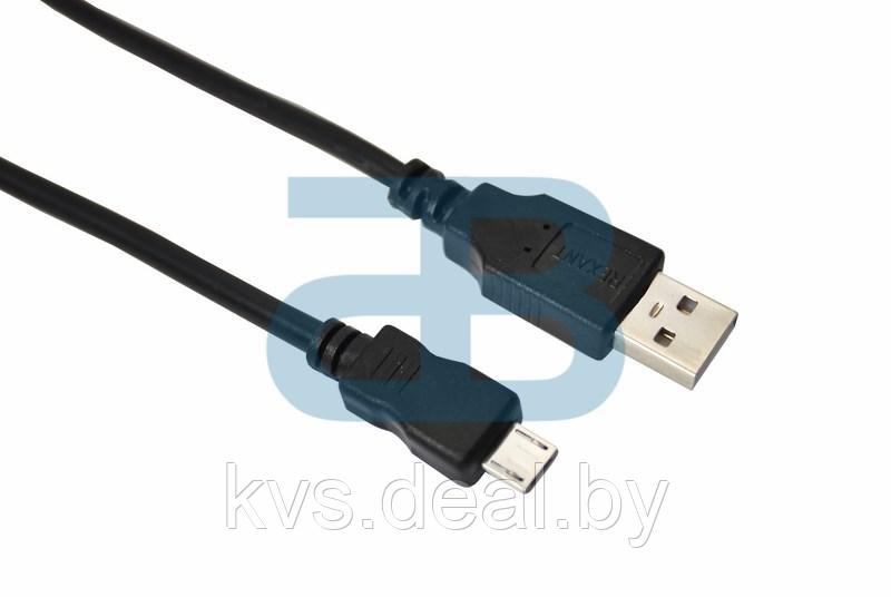 Кабель micro USB (male) штекер - USB-A (male) штекер, длина 3 метра, черный (PE пакет) REXANT