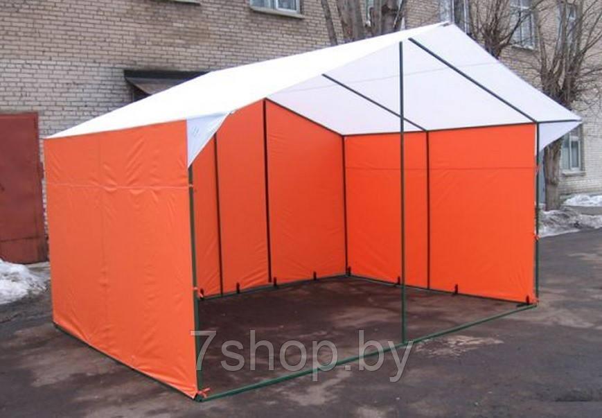 Торговая палатка «ДОМИК» 4 Х 3 из квадратной трубы 20Х20 мм оранжевый