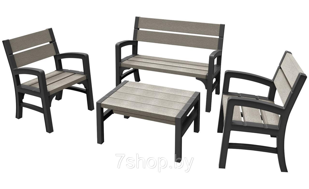 Комплект мебели Keter MONTERO WLF Bench set (диван, 2 кресла, столик) - фото 1 - id-p83602588