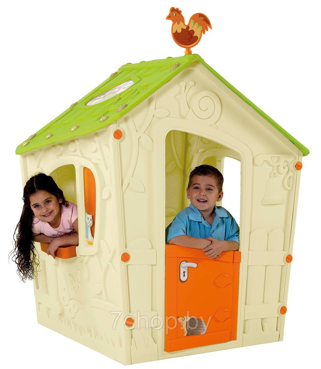 Детский Игровой Домик Keter  - MAGIC PLAYHOUSE бежевый корпус, зеленая крыша, оранжевая дверь