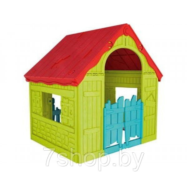 Детский игровой домик FOLDABLE PLAY HOUSE, салатовый/красная крыша - фото 1 - id-p93637458