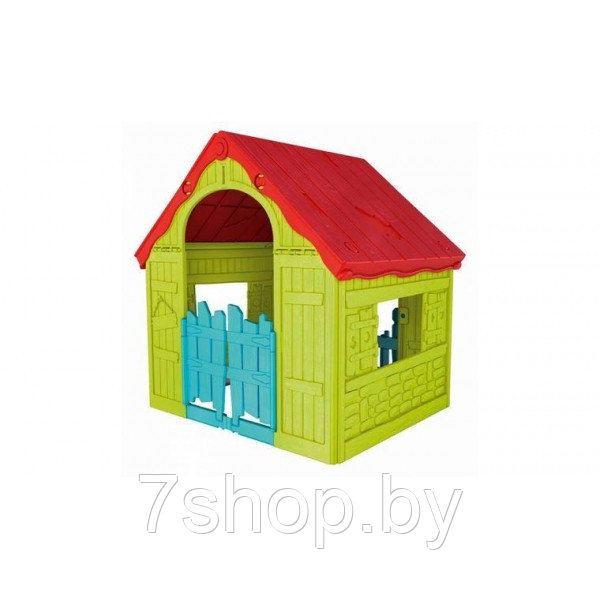 Детский игровой домик FOLDABLE PLAY HOUSE, салатовый/красная крыша - фото 2 - id-p93637458