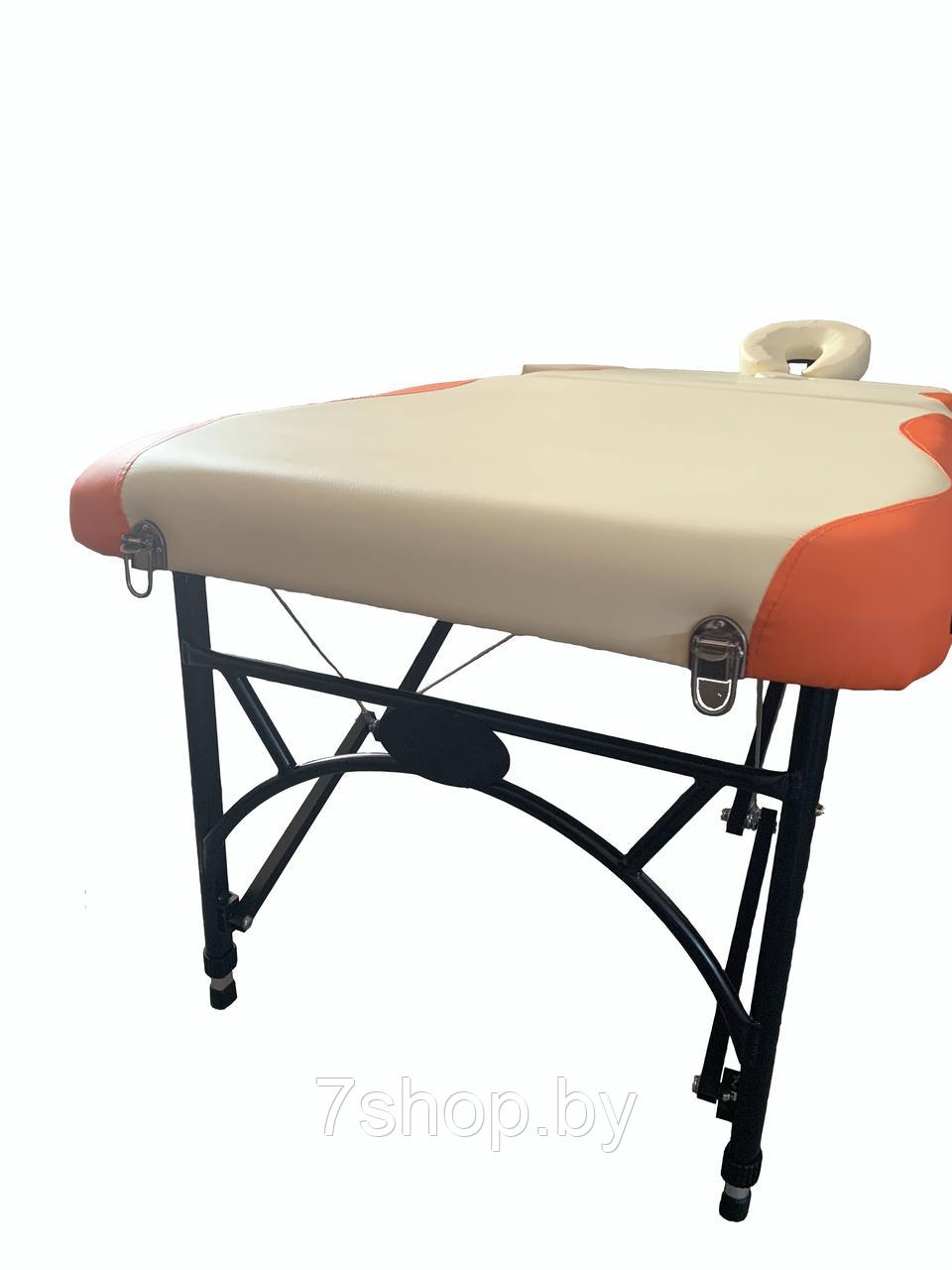 Складной 2-х секционный алюминиевый массажный стол BodyFit, бежево-оранжевый (70 см) - фото 2 - id-p111491799
