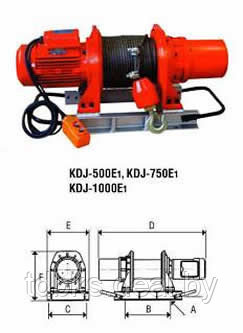 Лебедка электрическая тяговая BKS KDJ 500Е1 (тяг. ус. 500 кгс, трос 60 м) - фото 2 - id-p6729317